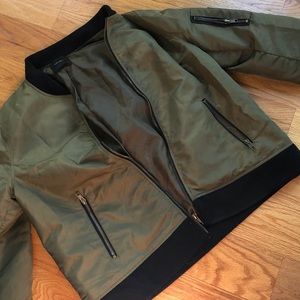 Green and black Forever 21 Bomber Jacket